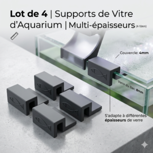 Support de Vitre d'Aquarium – Multi-épaisseurs lot de 4